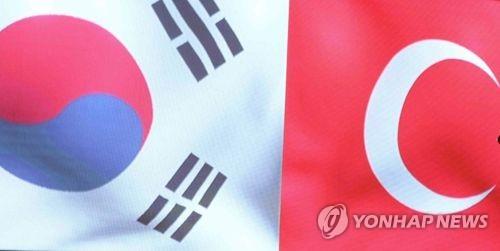 This composite image shows the national flags of South Korea (L) and Turkey. (Yonhap)