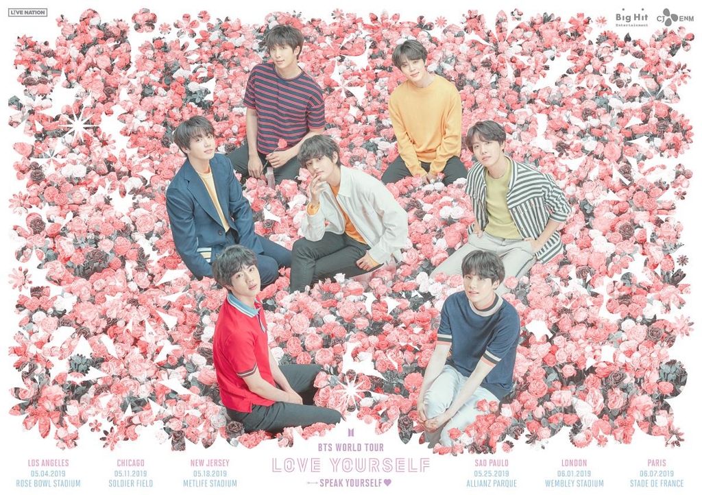 This poster, for BTS' "Love Yourself: Speak Yourself" world tour, is provided by Big Hit Entertainment. (Yonhap)