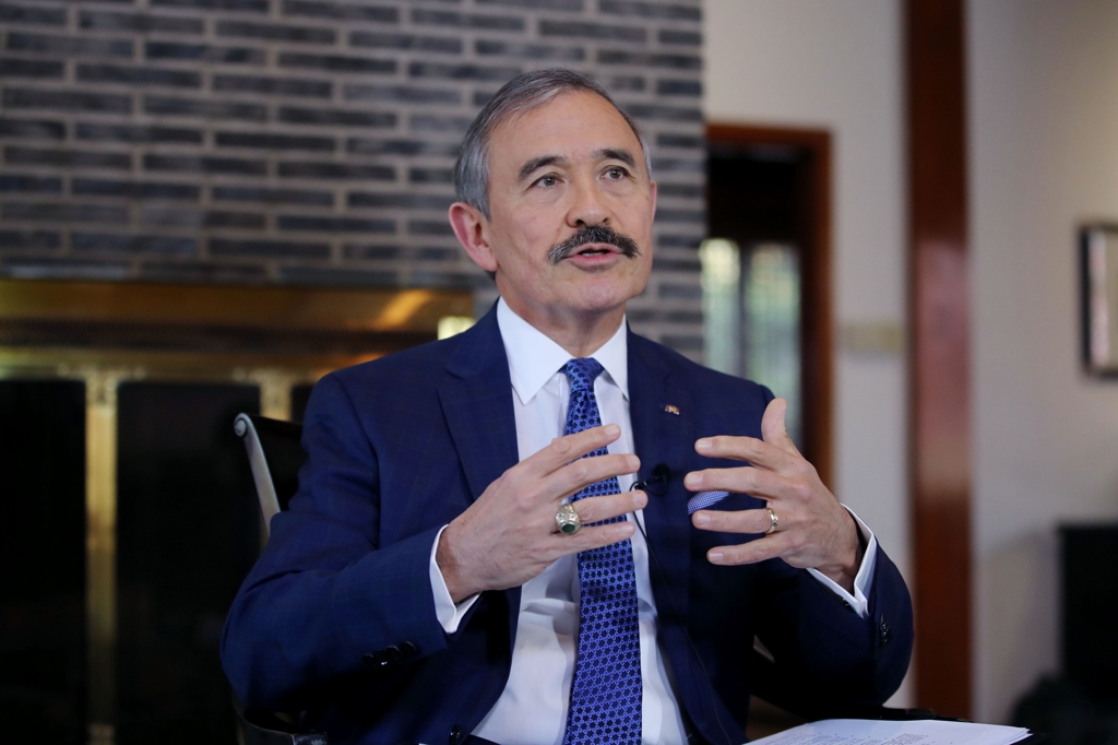 U.S. Ambassador to South Korea Harry Harris speaks during an interview with Yonhap News Agency at his official residence in Seoul on Nov. 19, 2019. (Yonhap)