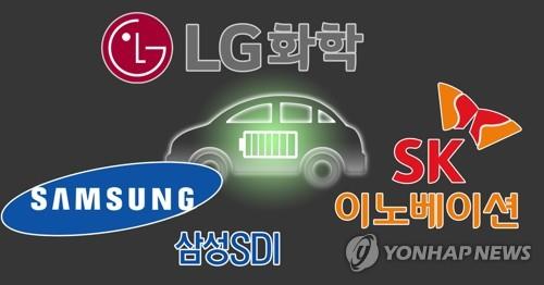 This composite image shows the corporate logos of LG Chem Ltd, Samsung SDI Co. and SK Innovation Co. (Yonhap)