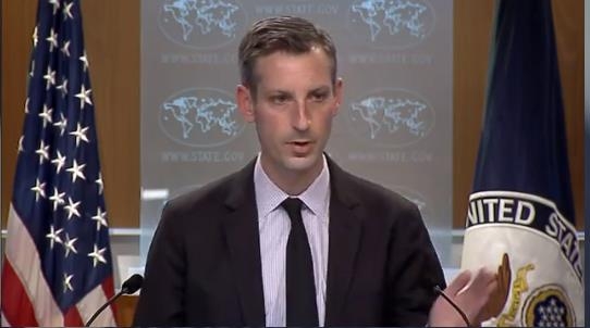 The captured image from the Youtube account of the U.S. State Department shows department press secretary Ned Price speaking at a press briefing in Washington on Feb. 9, 2021. (Yonhap)