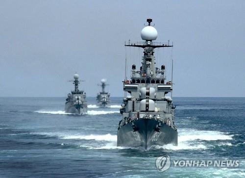 This undated file photo provided by the Navy shows three of its vessels. (PHOTO NOT FOR SALE) (Yonhap)