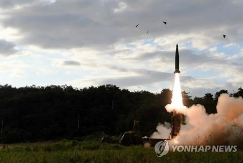 This file photo provided by the Army on Sept. 15, 2017, shows South Korea's firing of the Hyunmoo-2 ballistic missile. (PHOTO NOT FOR SALE) (Yonhap)
