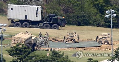 This photo taken on April 27, 2017, shows a Terminal High Altitude Area Defense system operated by the U.S. Forces Korea in Seongju County, North Gyeongsang Province. (Yonhap)