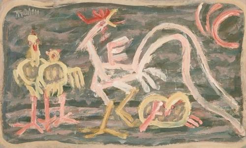 This image provided by the National Museum of Modern and Contemporary Art, Korea (MMCA) shows painter Lee Jung-seop's work "A Hen and Chicks." (PHOTO NOT FOR SALE) (Yonhap)