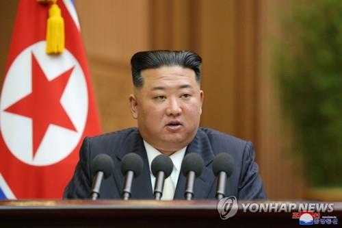 North Korean leader Kim Jong-un delivers a speech at the second-day session of the Supreme People's Assembly in Pyongyang on Sept. 8, 2022, in this photo released by the Korean Central News Agency the following day. (For Use Only in the Republic of Korea. No Redistribution) (Yonhap)