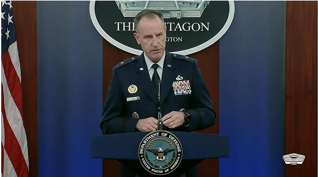 U.S. Department of Defense spokesperson Brig. Gen. Pat Ryder is seen speaking in a daily press briefing at the Pentagon in Washington on Oct. 20, 2022 in this image captured from the department's website. (Yonhap)