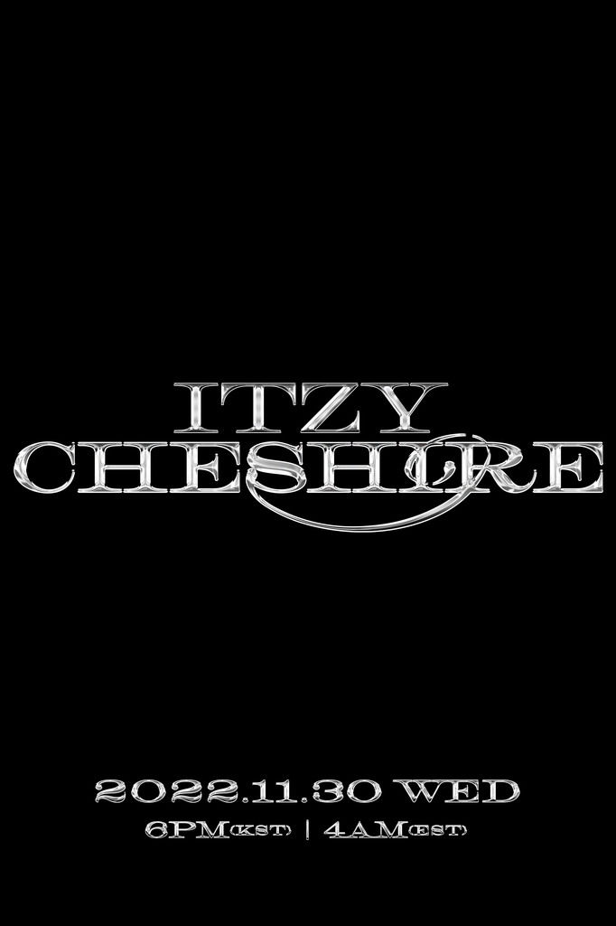 This image provided by JYP Entertainment shows a teaser poster for its girl group ITZY's upcoming EP, titled "Cheshire." (PHOTO NOT FOR SALE) (Yonhap) 