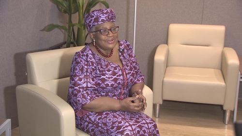 World Trade Organization Director-General Ngozi Okonjo-Iweala speaks during an interview with Yonhap News Agency in Seoul on May 23, 2023. (Yonhap)