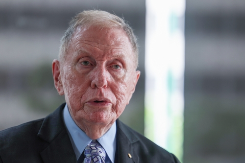 Michael Kirby, the former chair of the U.N. Commission of Inquiry on Human Rights in North Korea, speaks in an interview with Yonhap News Agency in Seoul on Aug. 31, 2023. (Yonhap)