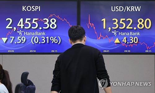 Seoul shares down late Wed. morning on Fed path, economy woes