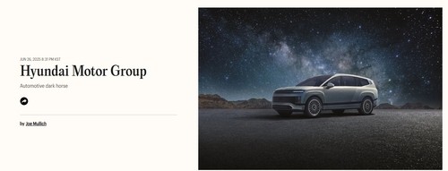 This captured image from Time magazine's homepage highlights Hyundai Motor Group's inclusion in the magazine's 100 most influential companies of 2025. (Yonhap)