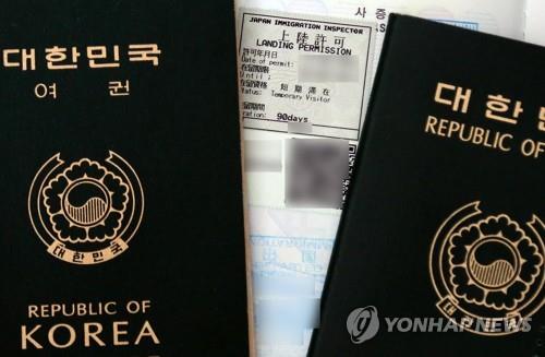 Passeports de la Corée du Sud (Photo d'archives Yonhap. Revente et archivage interdits) 