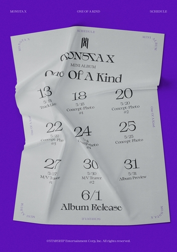 ＭＯＮＳＴＡ　Ｘがミニアルバム「Ｏｎｅ　Ｏｆ　Ａ　Ｋｉｎｄ」をリリースする。新譜のコンテンツ公開スケジュール（所属事務所提供）＝（聯合ニュース）≪転載・転用禁止≫