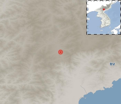 １９日午前に北朝鮮東部・長津付近で地震があった（気象庁提供）＝（聯合ニュース）≪転載・転用禁止≫