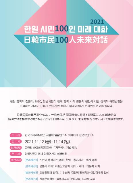 「韓日市民１００人未来対話」　１２日からオンライン開催