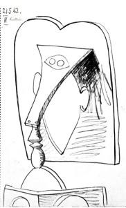 피카소 1962년 연필 스케치 작품 '여인의 두상' 