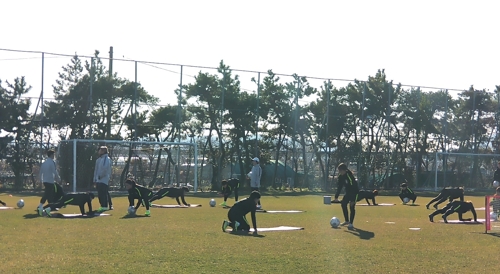 회복 훈련하는 여자 축구 대표팀