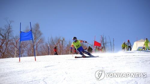공동훈련하는 남북 스키 선수들