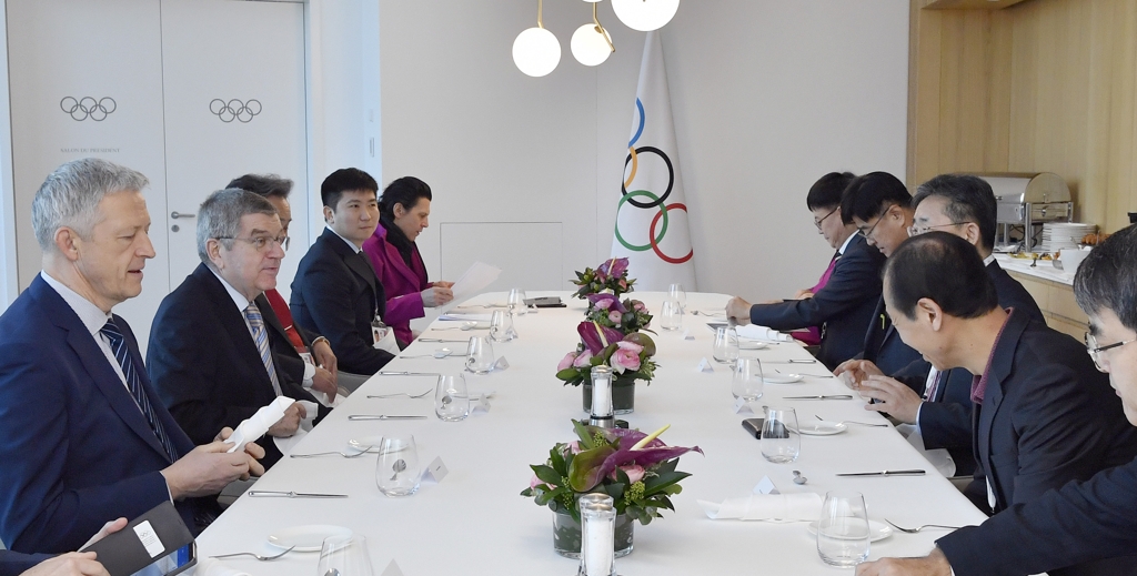 2024 강원동계청소년올림픽 유치 한국대표단과 조찬하는 바흐 위원장