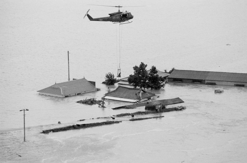 논산 주민 헬기구조. 1987년