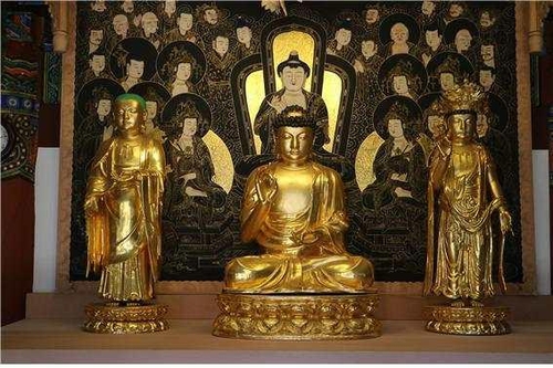 보물 제2072호 합천 해인사 원당암 목조아미타여래삼존상 및 복장유물(목조아미타여래삼존상) [문화재청 제공. 재판매 및 DB 금지]