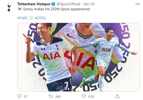 Tottenham celebrates Son Heung-min's 250 matches