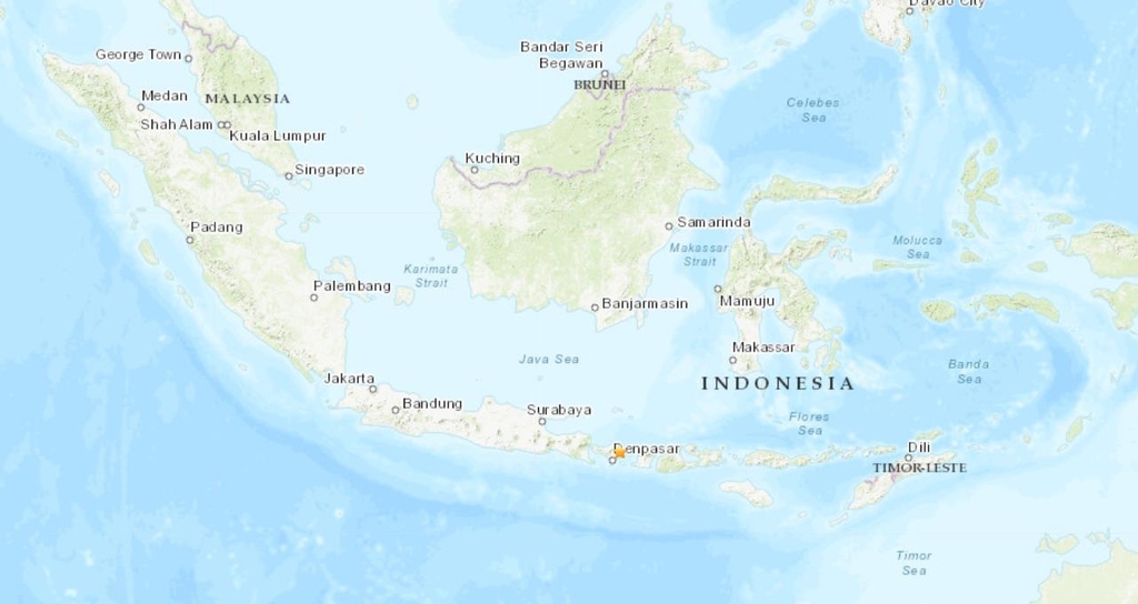  규모 4.8의 지진이 발생한 인도네시아 발리섬