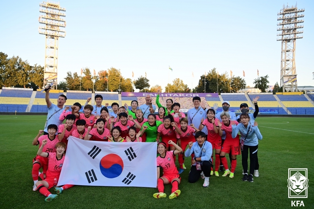 2022 AFC 여자 아시안컵 본선 진출을 확정한 한국 여자 축구대표팀.