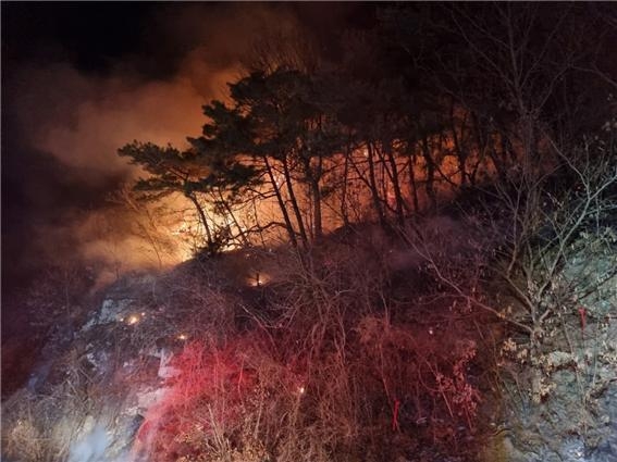 경북 안동 자암산 산불 발생