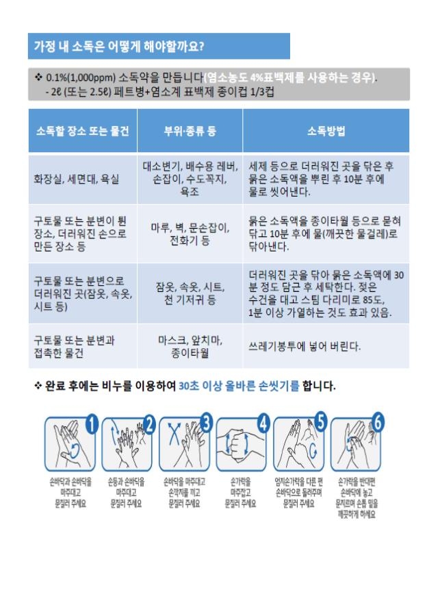 노로바이러스 감염 시 소독 방법