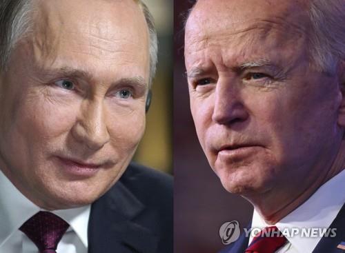 조 바이든 미국 대통령(오른쪽)과 블라디미르 푸틴 러시아 대통령