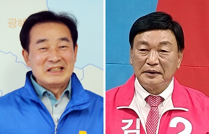 왼쪽부터 송기섭·김경회 진천군수 후보