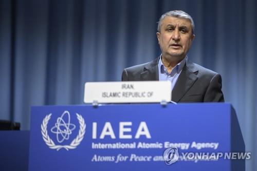 IAEA 총회서 연설하는 이란 원자력청장(2021.09.20)