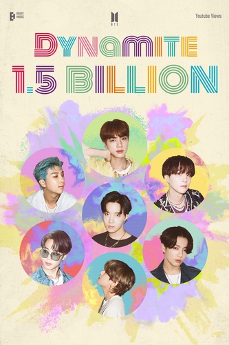 BTS '다이너마이트' 뮤비 15억뷰 돌파…자체 두 번째 기록