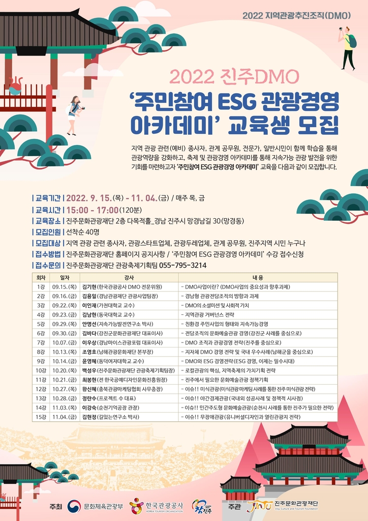 '주민참여 ESG 관광경영 아카데미' 포스터