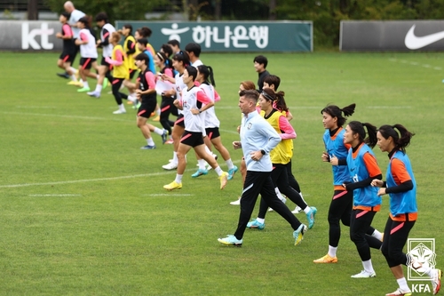체력 테스트하는 여자축구 대표팀