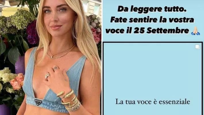 이탈리아 패션 인플루언서 페라그니와 그가 인스타그램에 올린 투표 독려 메시지