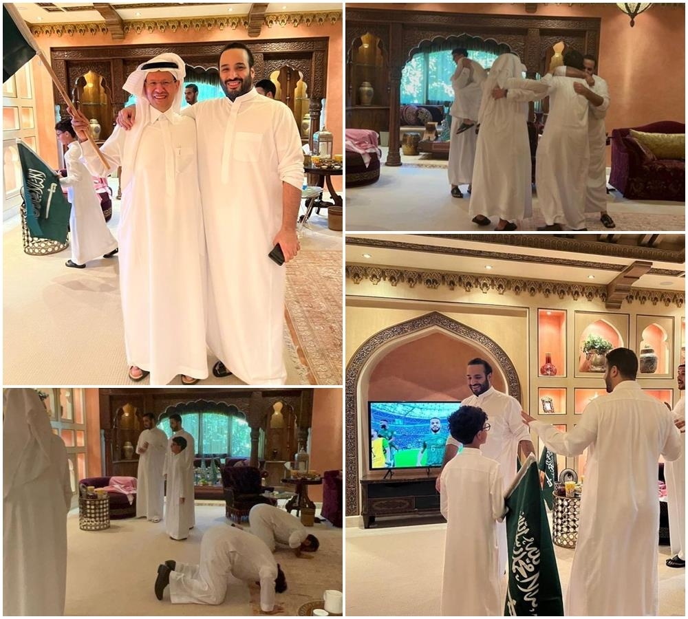 무함마드 빈 살만 사우디 왕세자가 공개한 월드컵 응원 장면