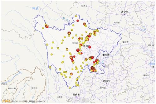 지난 5년간 쓰촨 지진 발생 지역 