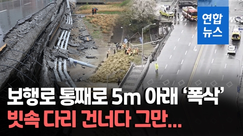 [영상] "50m 보행로 폭삭"…30년된 정자교 붕괴, 원인은 비?