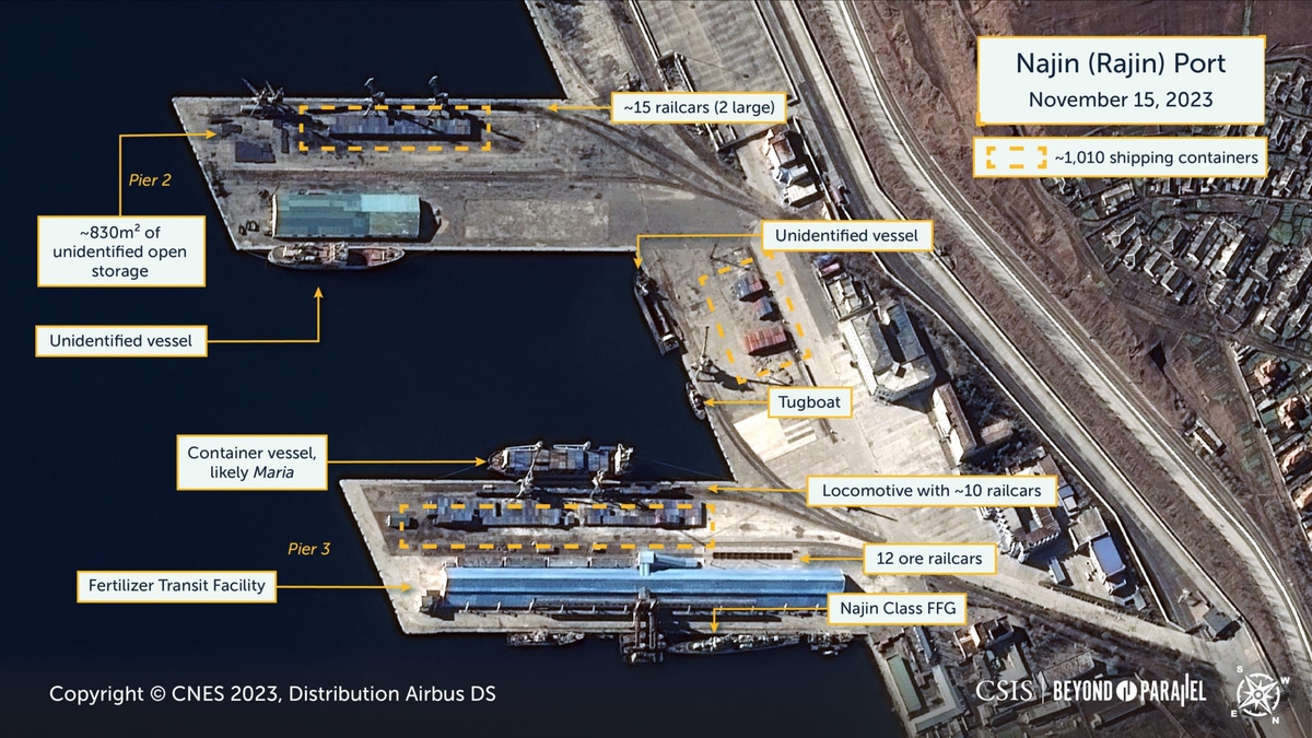 2023년 11월15일 촬영된 북한 나진항 위성사진