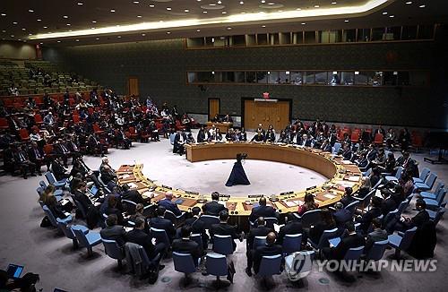 가자지구 결의안 논의 중인 유엔 안보리 회원국