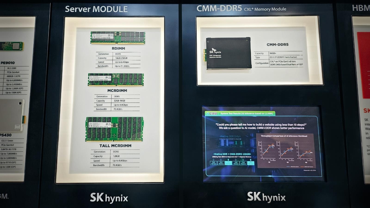 '컴퓨텍스 2024'에 전시된 SK하이닉스 서버 모듈, CMM-DDR5 제품