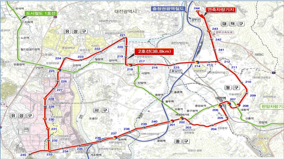 대전도시철도 2호선 노선도