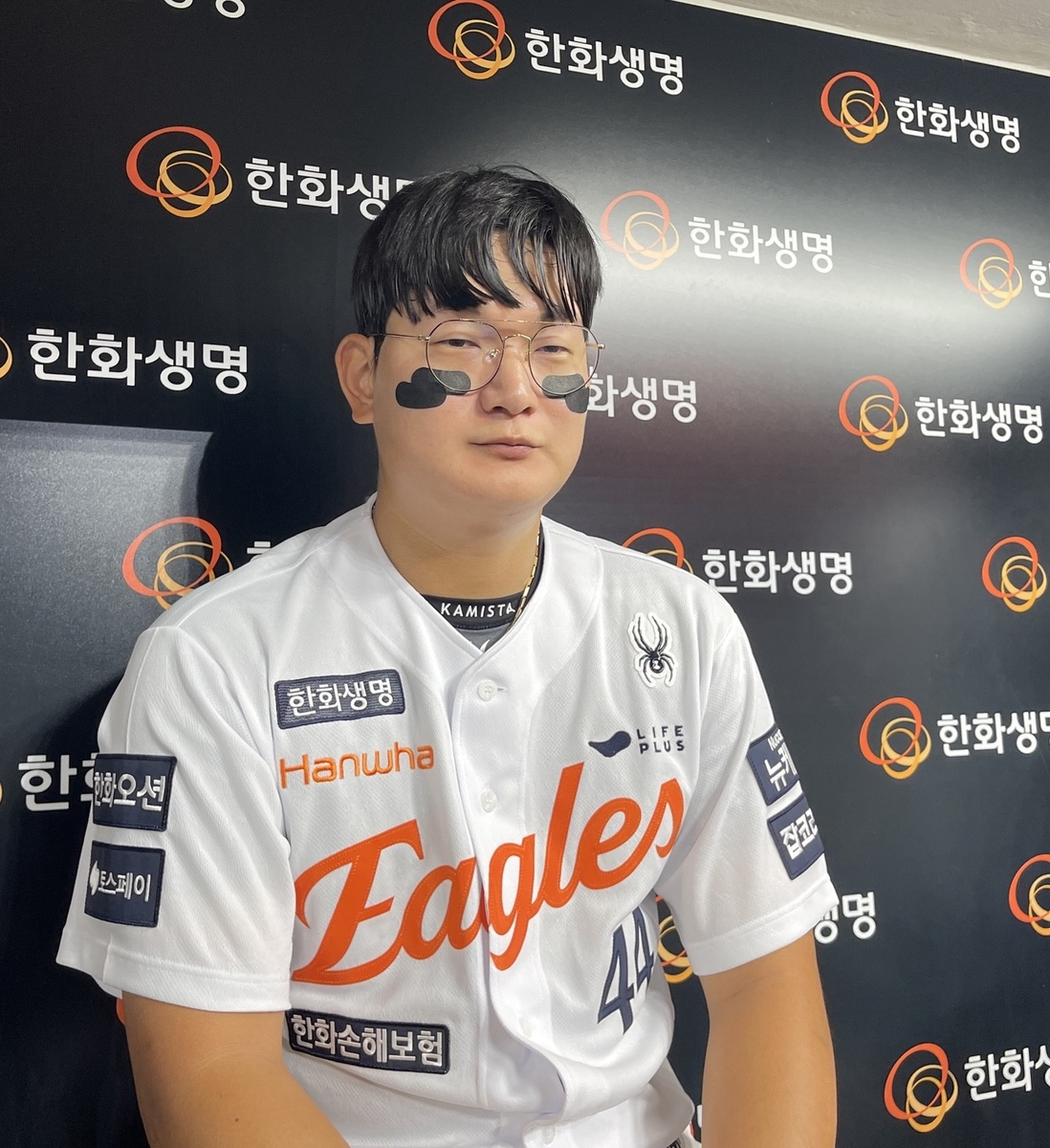 12일 대전 롯데전이 끝난 뒤 취재진과 만난 한화 김서현