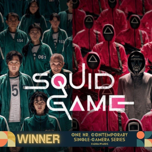 La imagen, capturada de la cuenta de Twitter del Sindicato de Directores Artísticos de EE. UU., anuncia que "Squid Game" fue galardonado en su ceremonia anual de entrega de premios, celebrada el 5 de marzo de 2022 (hora local). (Prohibida su reventa y archivo)