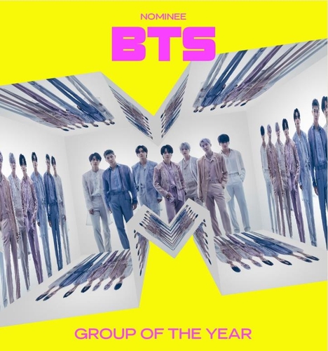 La imagen, capturada de la cuenta oficial de Twitter de los VMA 2022 de la MTV, muestra al ícono del K-pop BTS como nominado a grupo del año para el evento. (Prohibida su reventa y archivo)