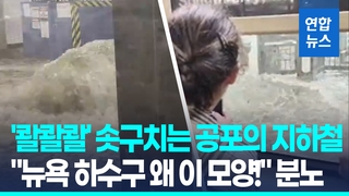 [영상] '콸콸콸' 솟구친 흙탕물…'괴물폭우 습격' 뉴욕지하철 공포의 밤