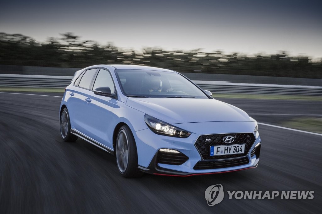 This undated photo, provided by Hyundai Motor Co., shows its high-performance i30N hot hatch. (Yonhap)